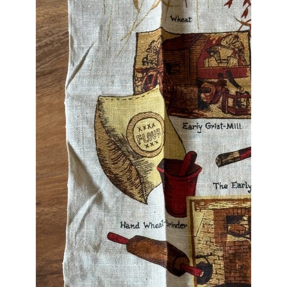 Vintage Kay Dee Pure Linen Tea Towel Peace & Plenty Theme Handprints Design - Picture 4 of 7